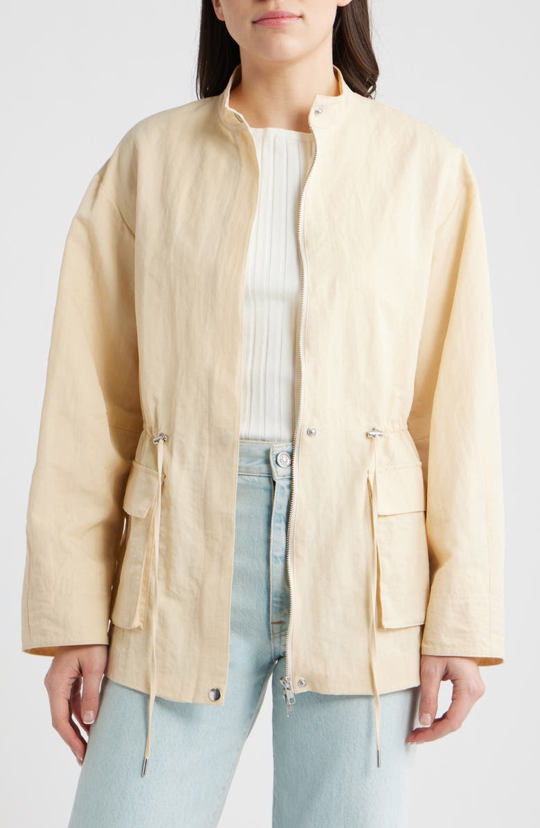 Reformation Callista Drawstring Jacket, Alternate, color, Cream