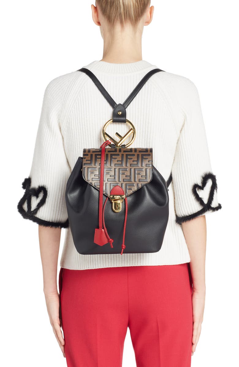 Fendi Cruise Bicolor Calfskin Leather Backpack, Alternate, color,
