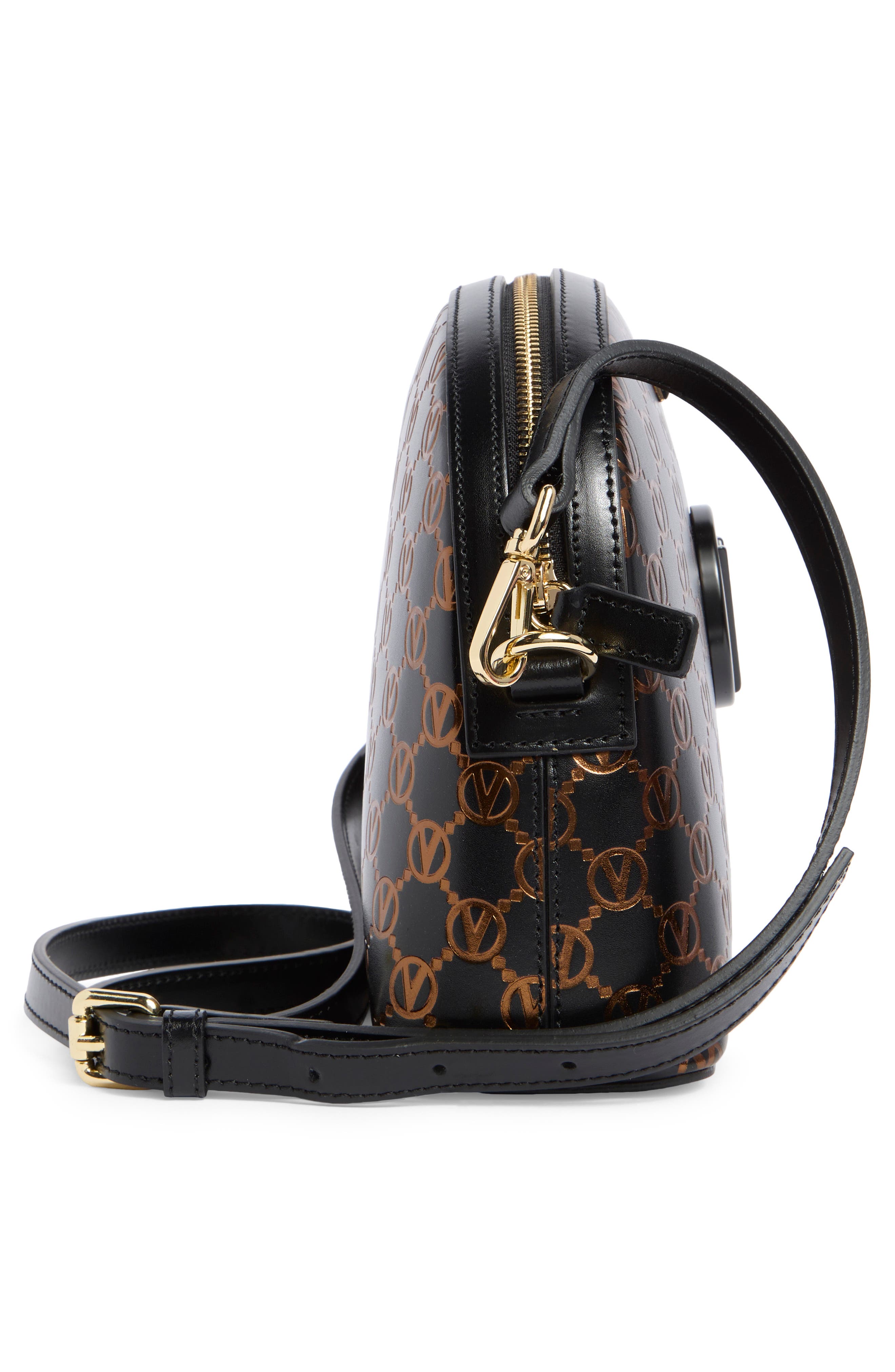 VALENTINO BY MARIO VALENTINO Diana Monogram Leather Crossbody Bag, Alternate, color, Black