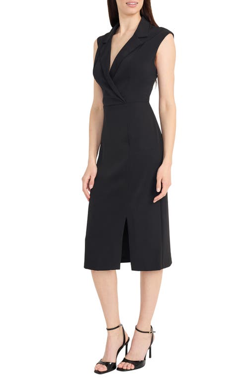 Maggy London Notch Collar Midi Dress In Black
