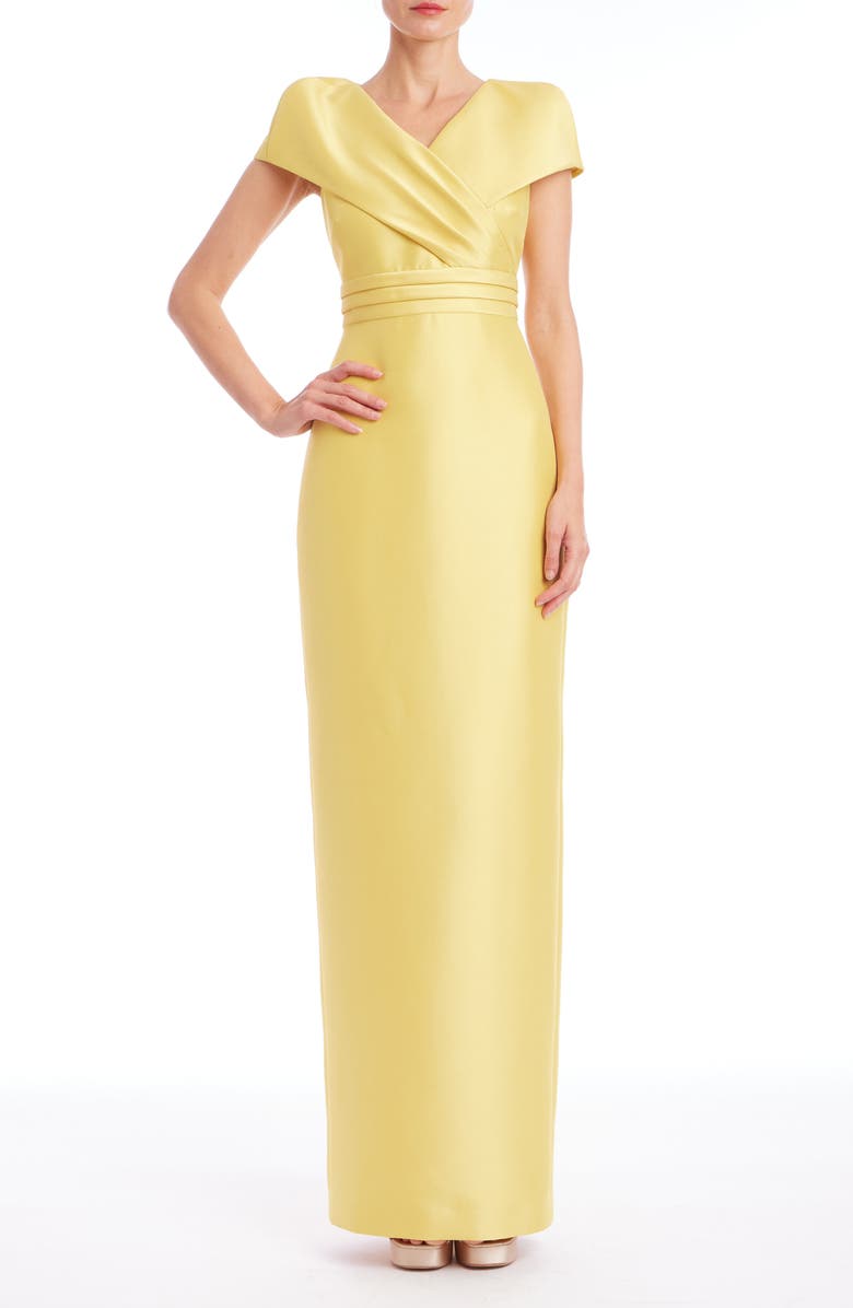 Badgley Mischka Collection Taffeta Column Gown, Main, color, Marigold
