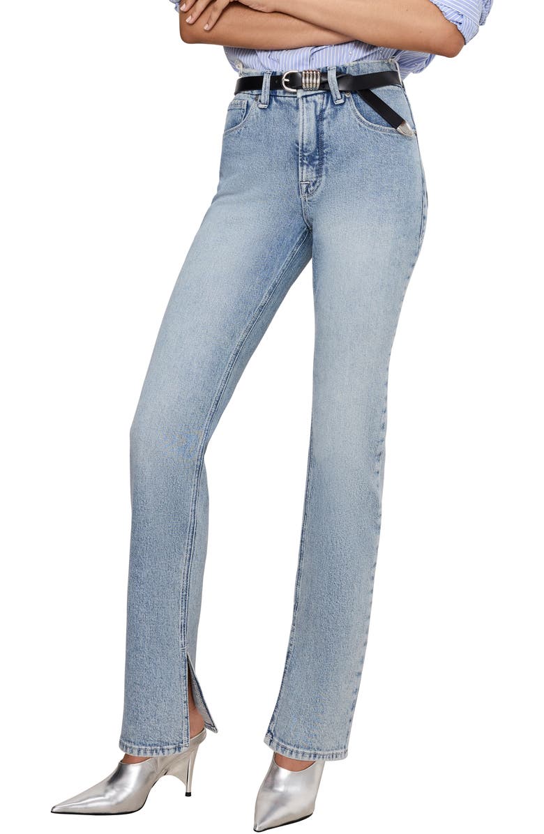 Good American Good Icon High Waist Slit Inseam Jeans, Main, color, Indigo750