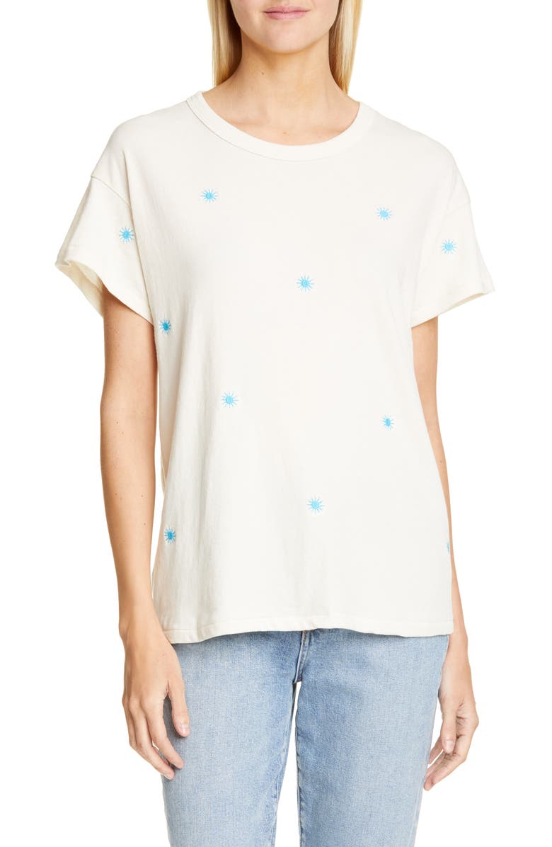 THE GREAT. The Embroidered Boxy Crew Tee, Main, color, 