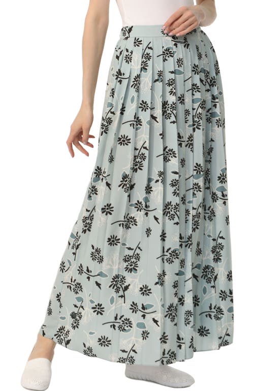 Kimi & Kai Women's Print Box Pleat Maxi Skirt In Dusty Blue