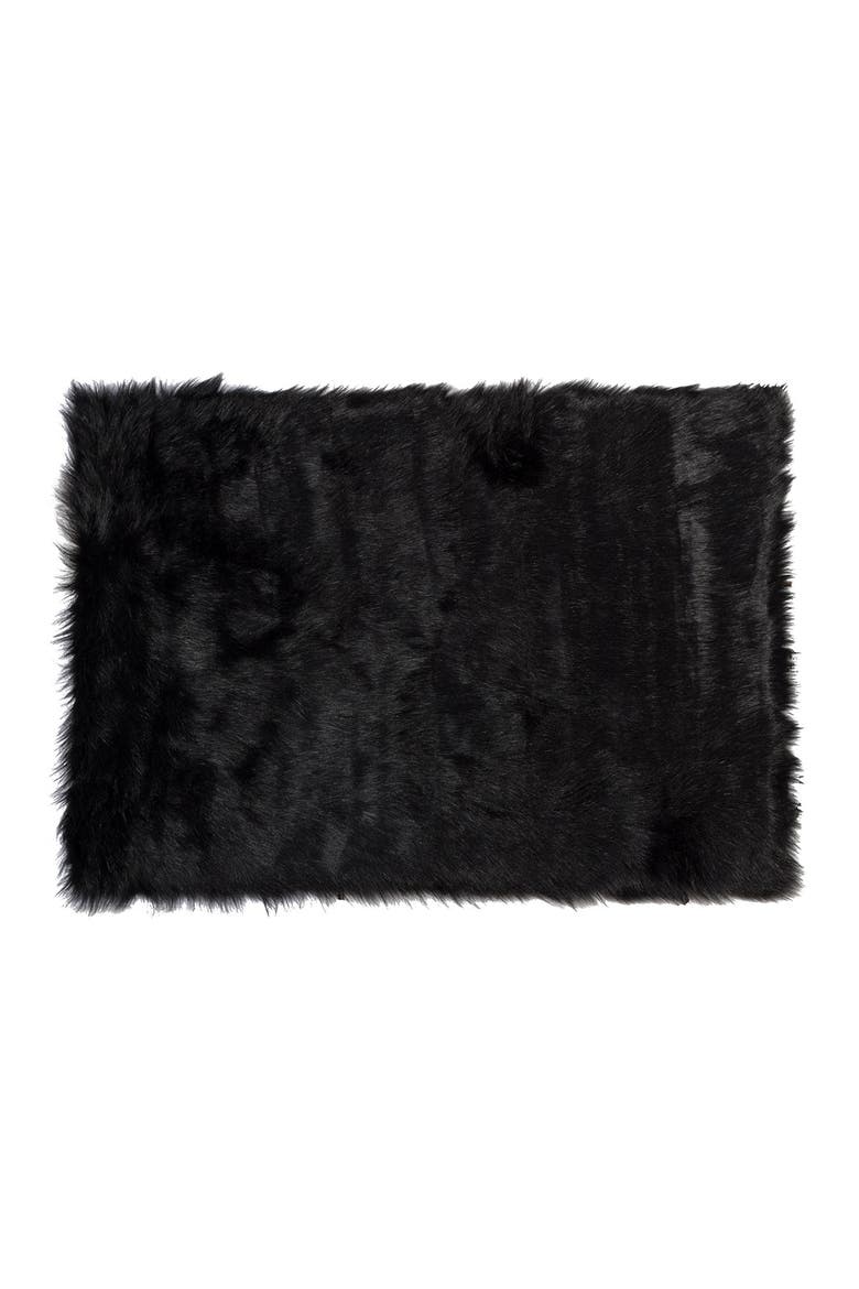 Faux Fur Hudson 5' X 8' Rectangular Throw - Black, Main, color, BLACK