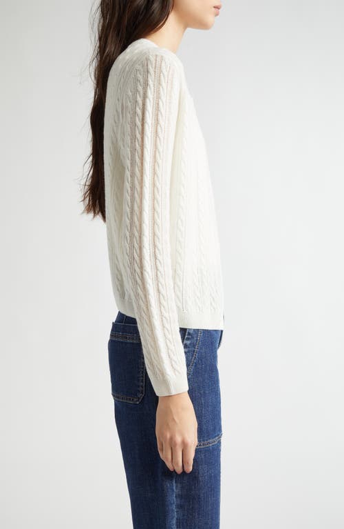 Eleventy Cable Stitch Cashmere Blend Cardigan In White