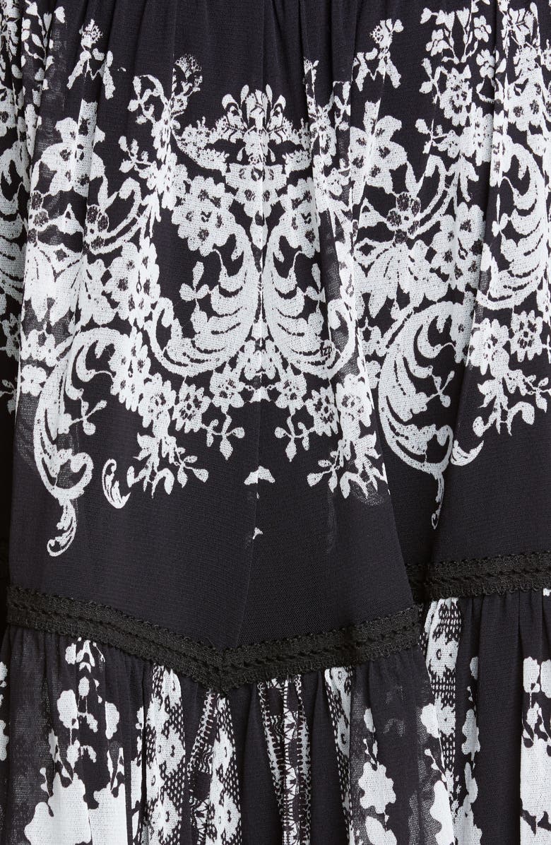 Fuzzi Lace Print Tiered Skirt, Alternate, color, 