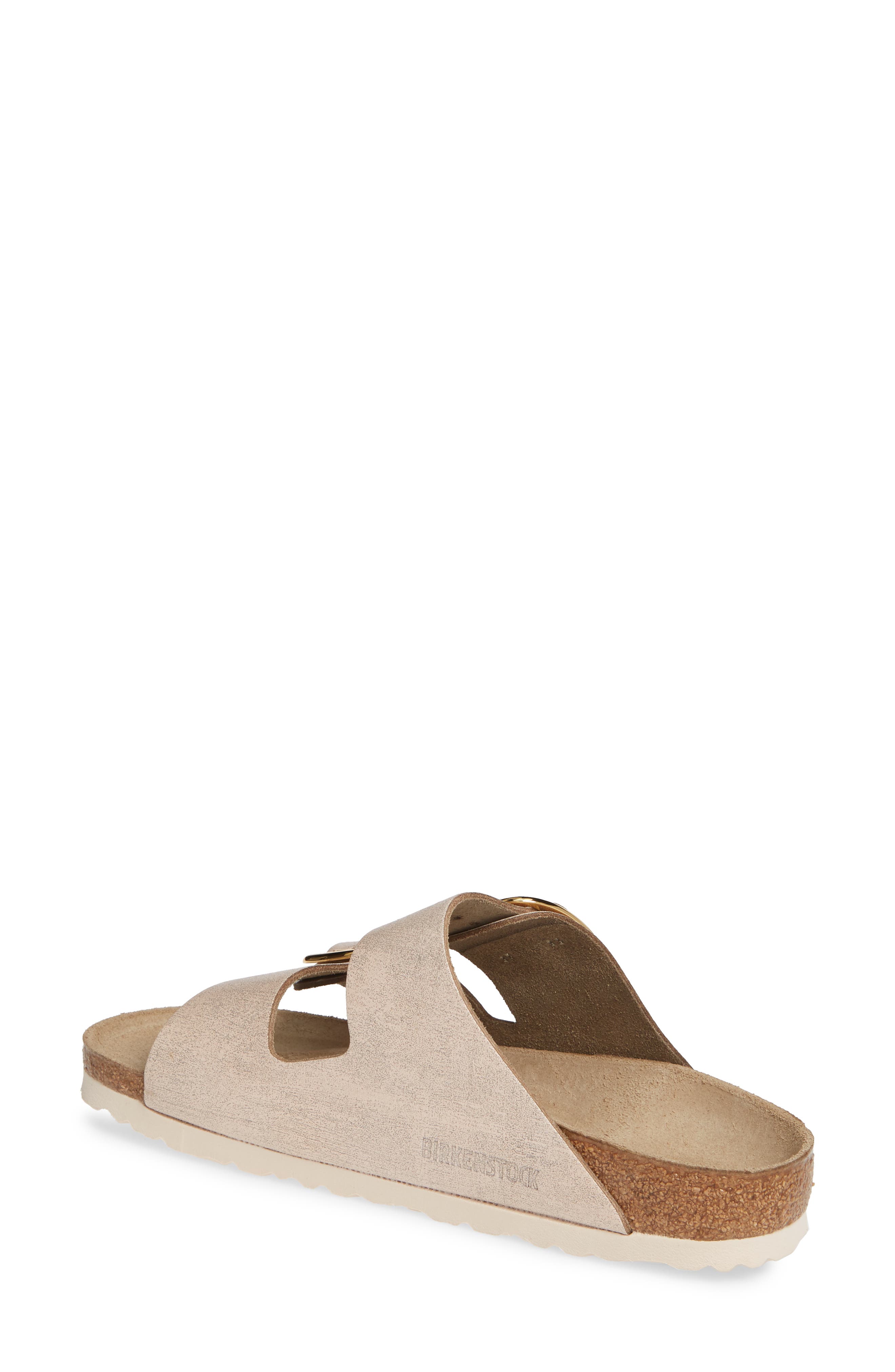 Arizona Big Buckle Slide Sandal, Alternate, color, WASHED METALLIC ROSE LEATHER