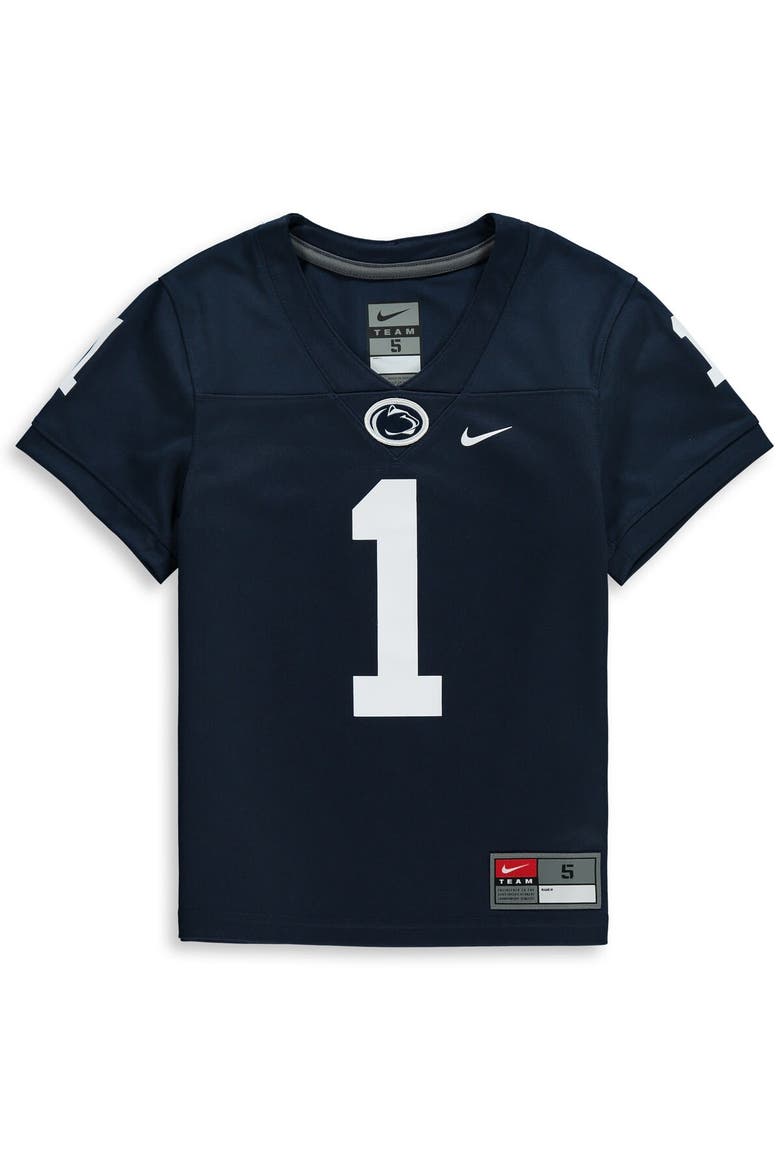 Preschool Nike #1 Navy Penn State Nittany Lions Team Replica Football Jersey, Alternate, color, Navy
