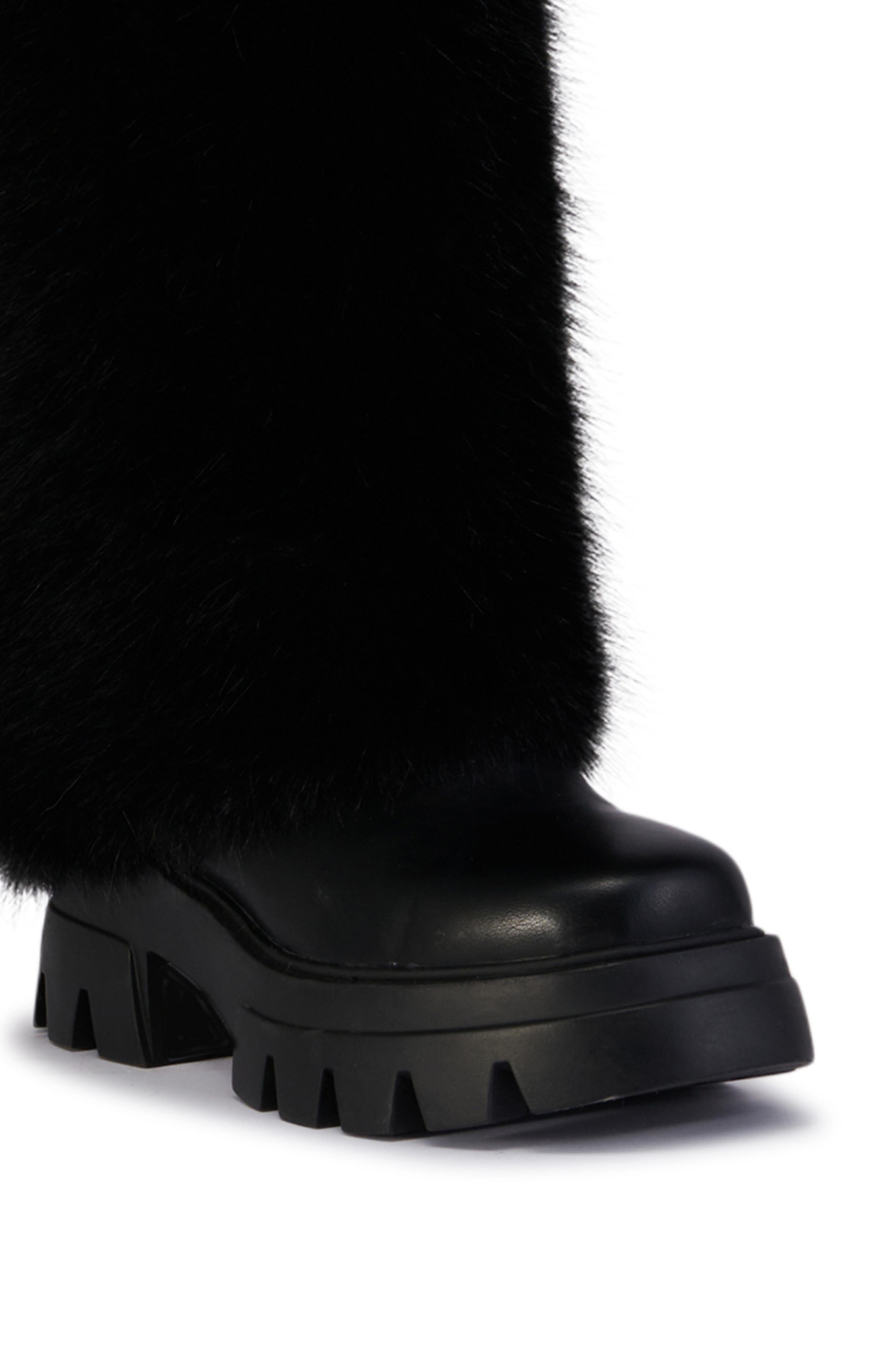 AZALEA WANG Ahsoka Faux Shearling Lug Sole Boot, Alternate, color, 