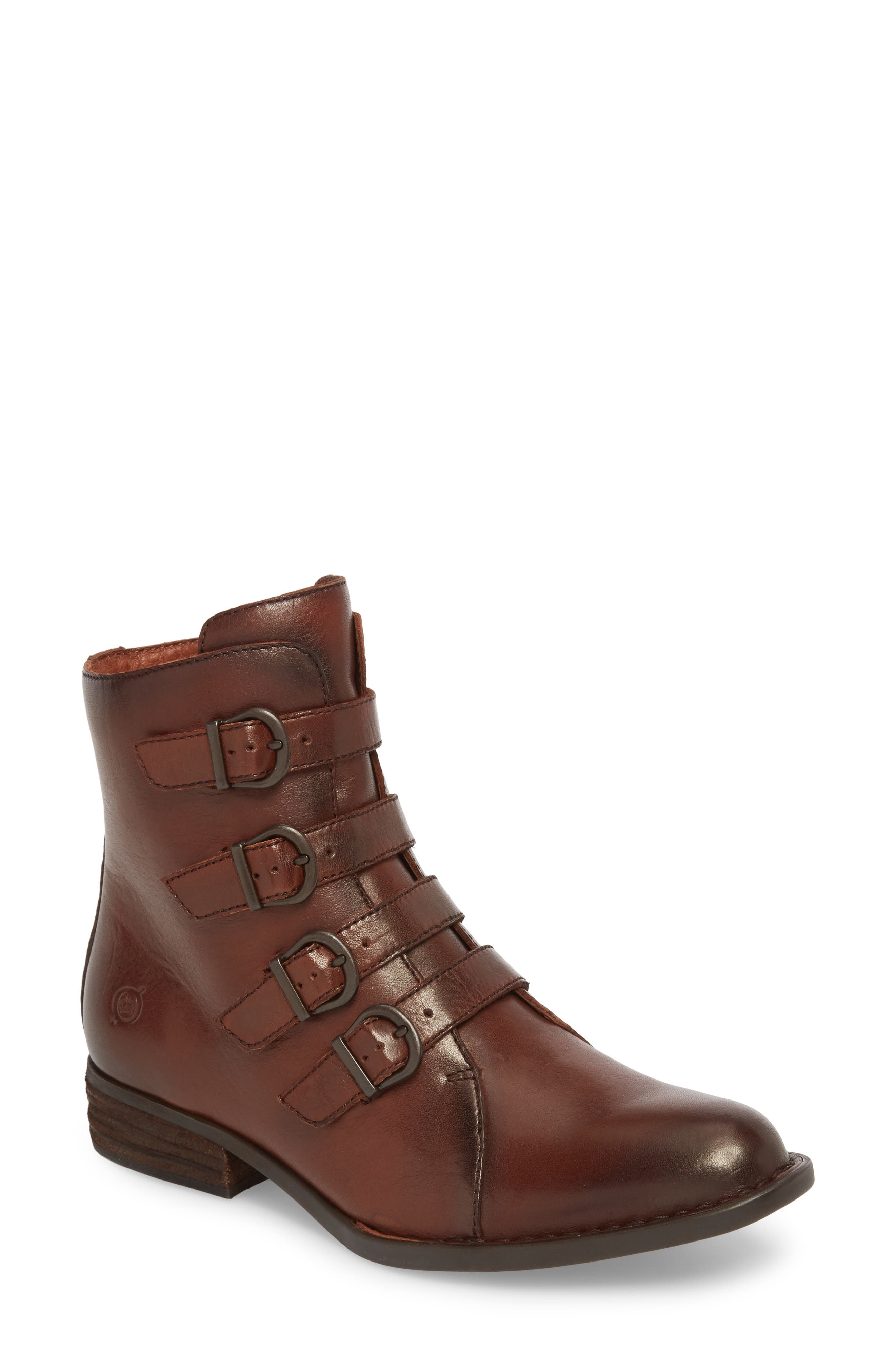 Cardi Bootie, Main, color, BROWN LEATHER