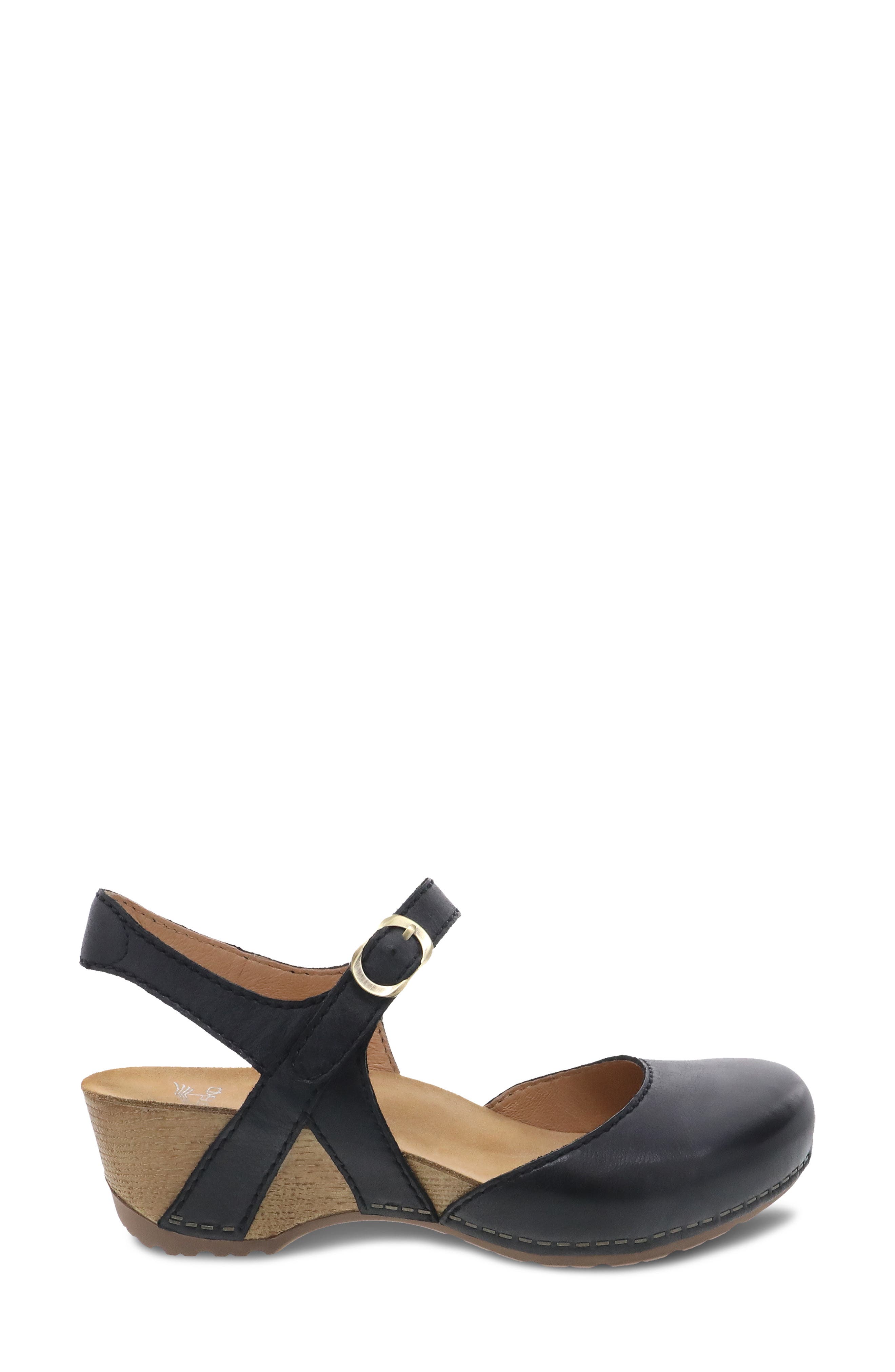 Dansko Tiffani Wedge Pump, Alternate, color, Black Milled Burnished