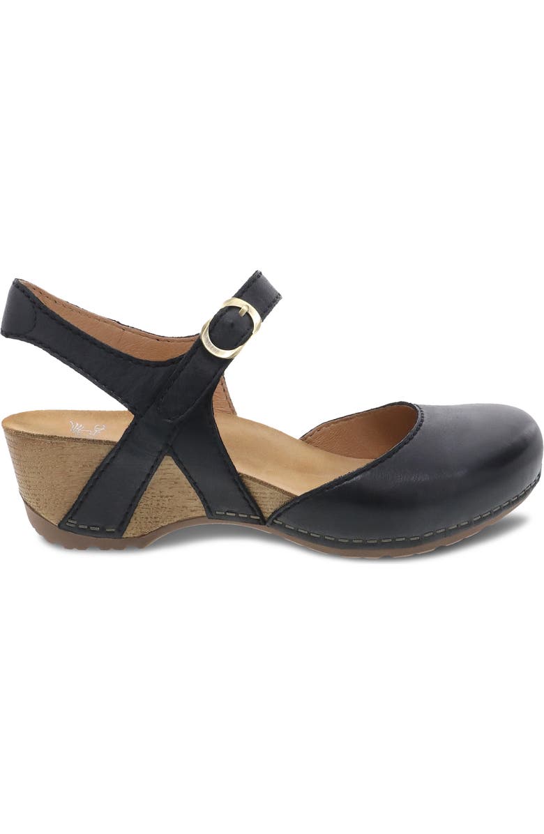 Dansko Tiffani Wedge Pump, Alternate, color, Black Milled Burnished