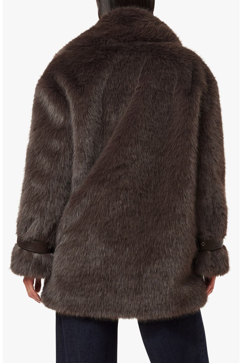 Faux Fur Coat, Alternate, color, DARK GRAY BROWN
