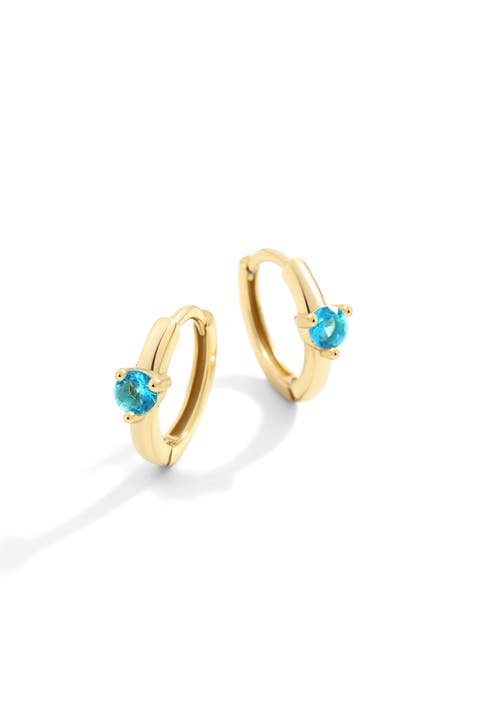Solitaire Birthstone Huggie Hoop Earrings