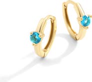 Mint & Lily Solitaire Birthstone Huggie Hoop Earrings