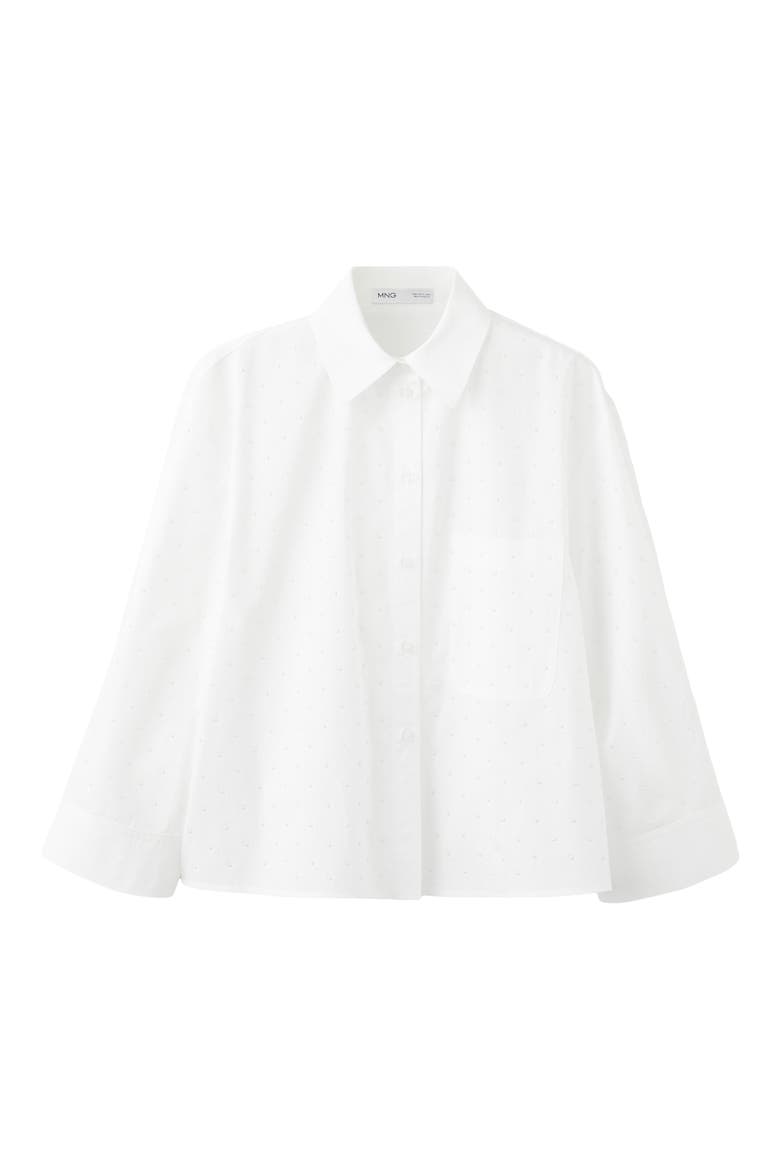 Embellished Faux Pearl Button-Up Shirt, Alternate, color, OFF WHITE