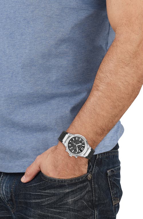 Ferragamo F-80 Chrono Silicone Watch In Stainless Steel/black