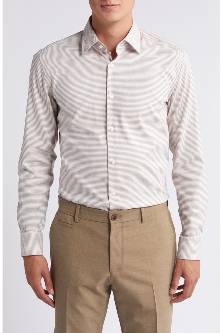 Hank Kent Stripe Stretch Dress Shirt, Main, color, WHITE