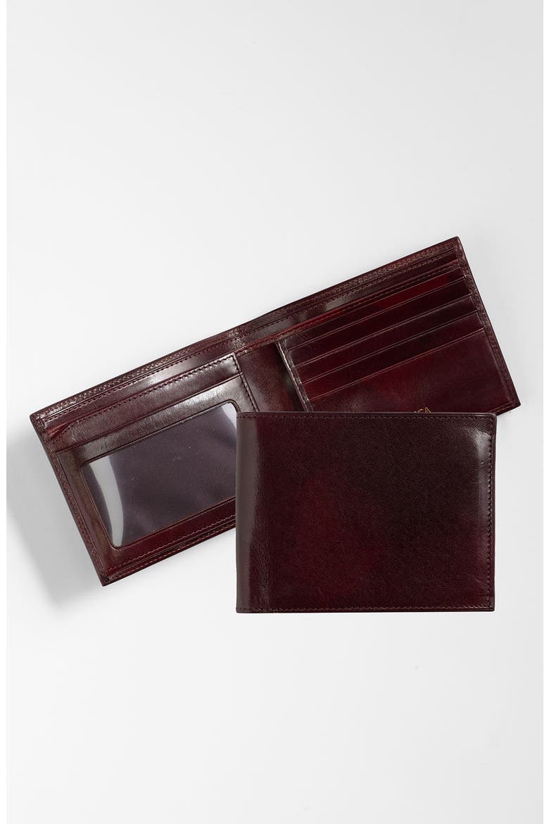 ID Flap Leather Wallet, Main, color, DARK BROWN