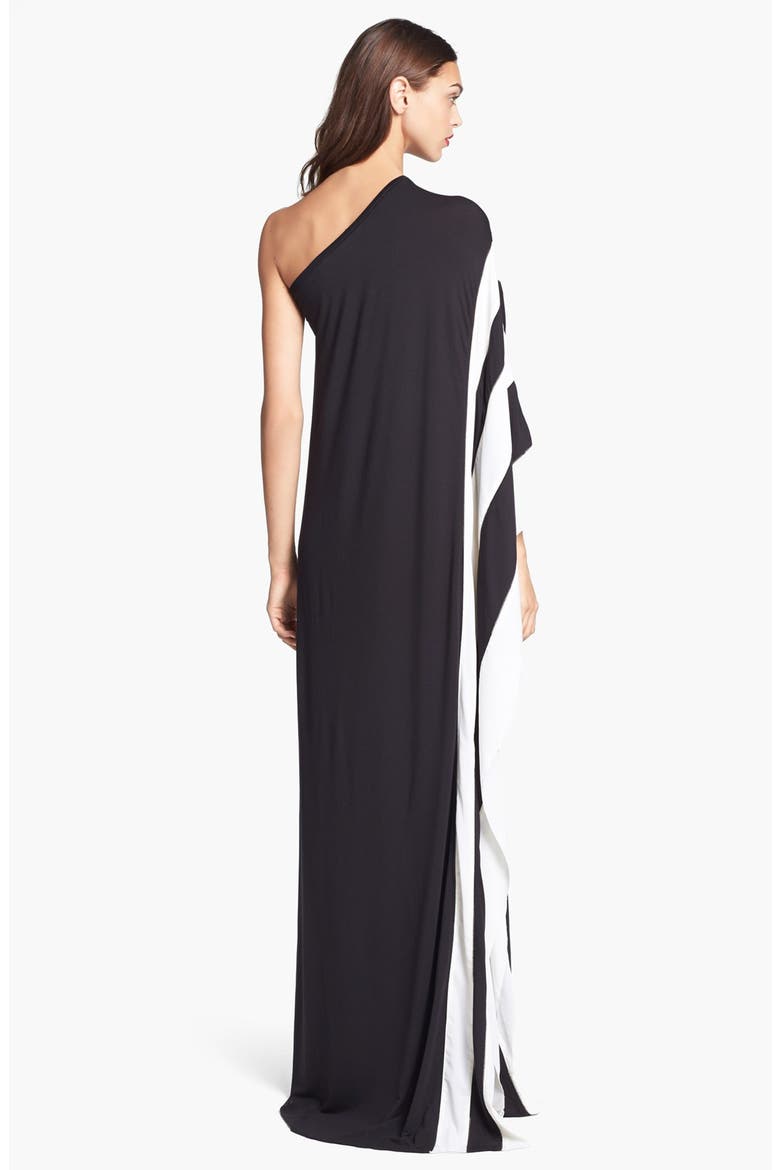 'Azur' One Shoulder Jersey Maxi Dress, Alternate, color, BLACK/ WHITE