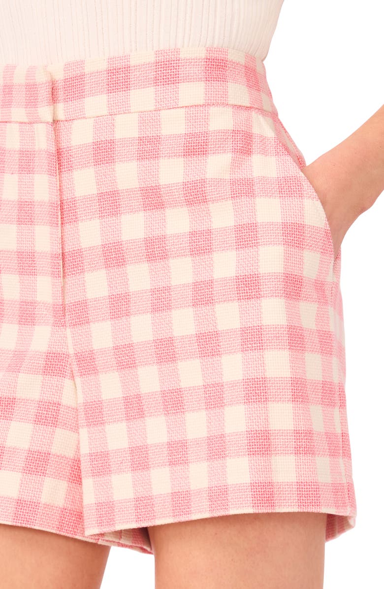 Ted Baker Hana Plaid Cotton Blend Shorts, Alternate, color, Camellia Rose
