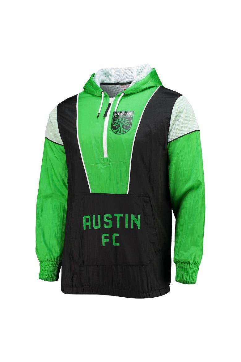Men's Mitchell & Ness Black Austin FC Highlight Reel Half-Zip Hoodie Windbreaker Jacket, Alternate, color, Black