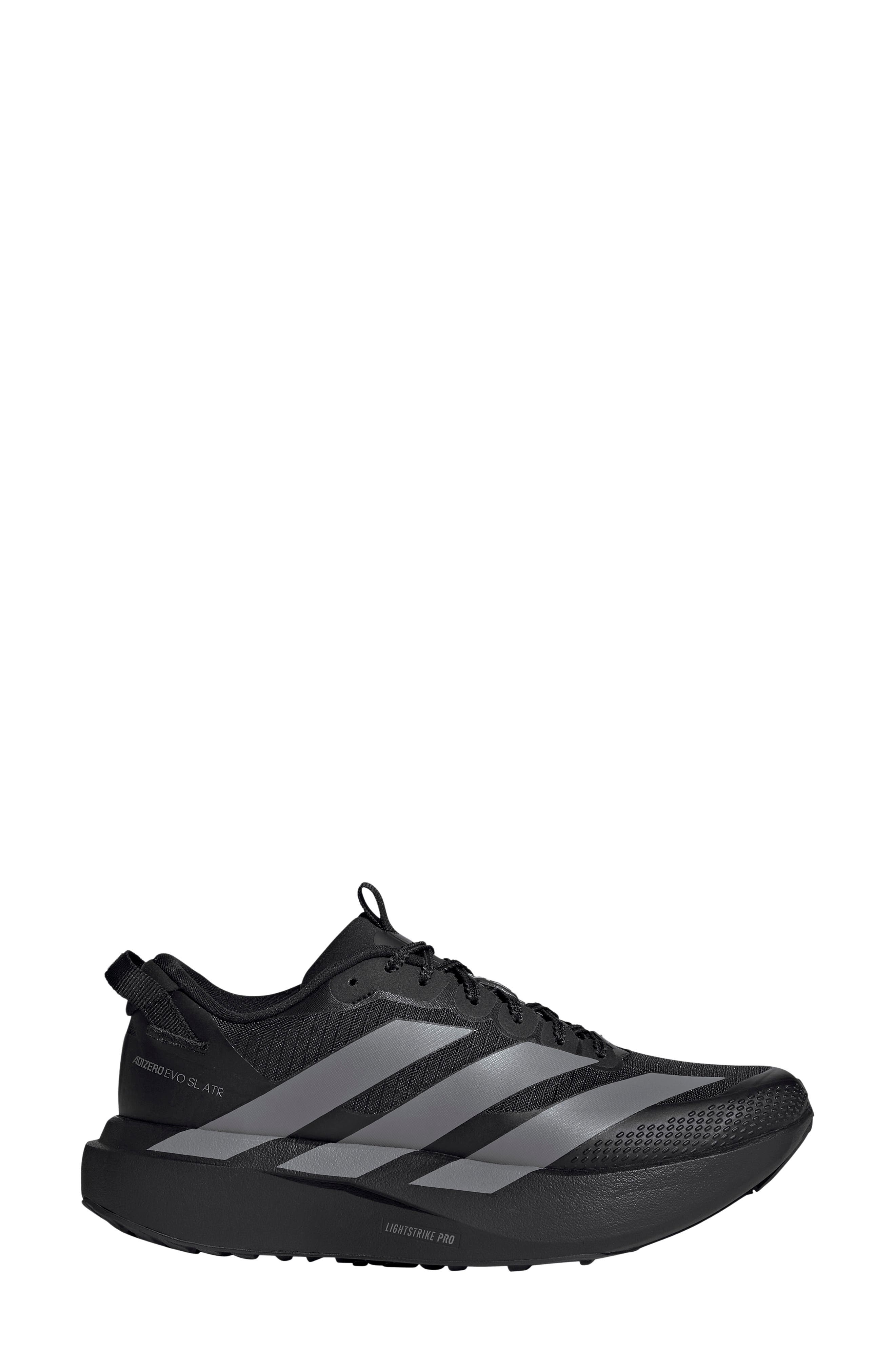 ADIZERO EVO SL ATR Running Shoe, Alternate, color, BLACK/GREY THREE/IRON MET