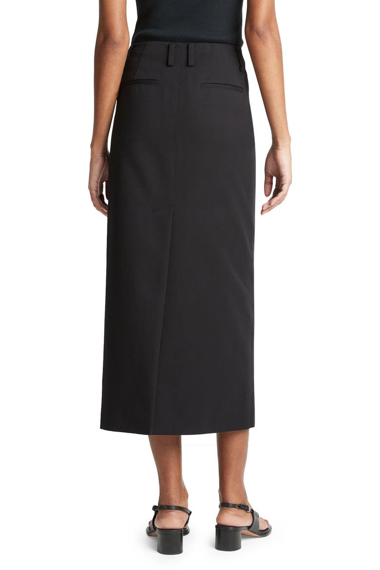 Straight Fit Stretch Cotton Midi Skirt, Alternate, color, BLACK