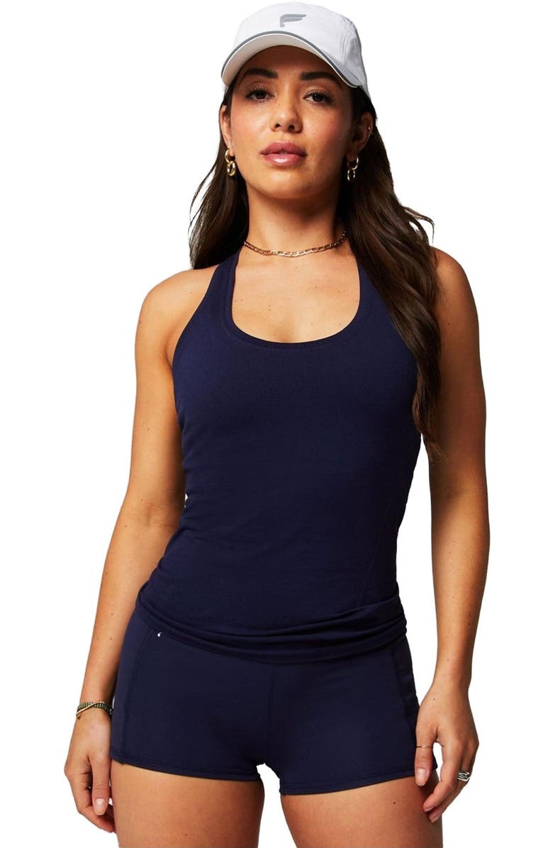 Fabletics Women's Feather Tech+ Racerback Tank, Main, color, Deep Navy