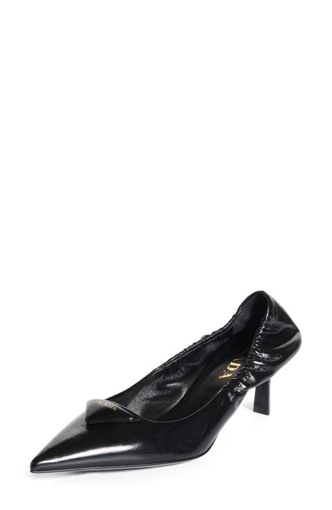 Ruched Logo Kitten Heel Pump (Women)