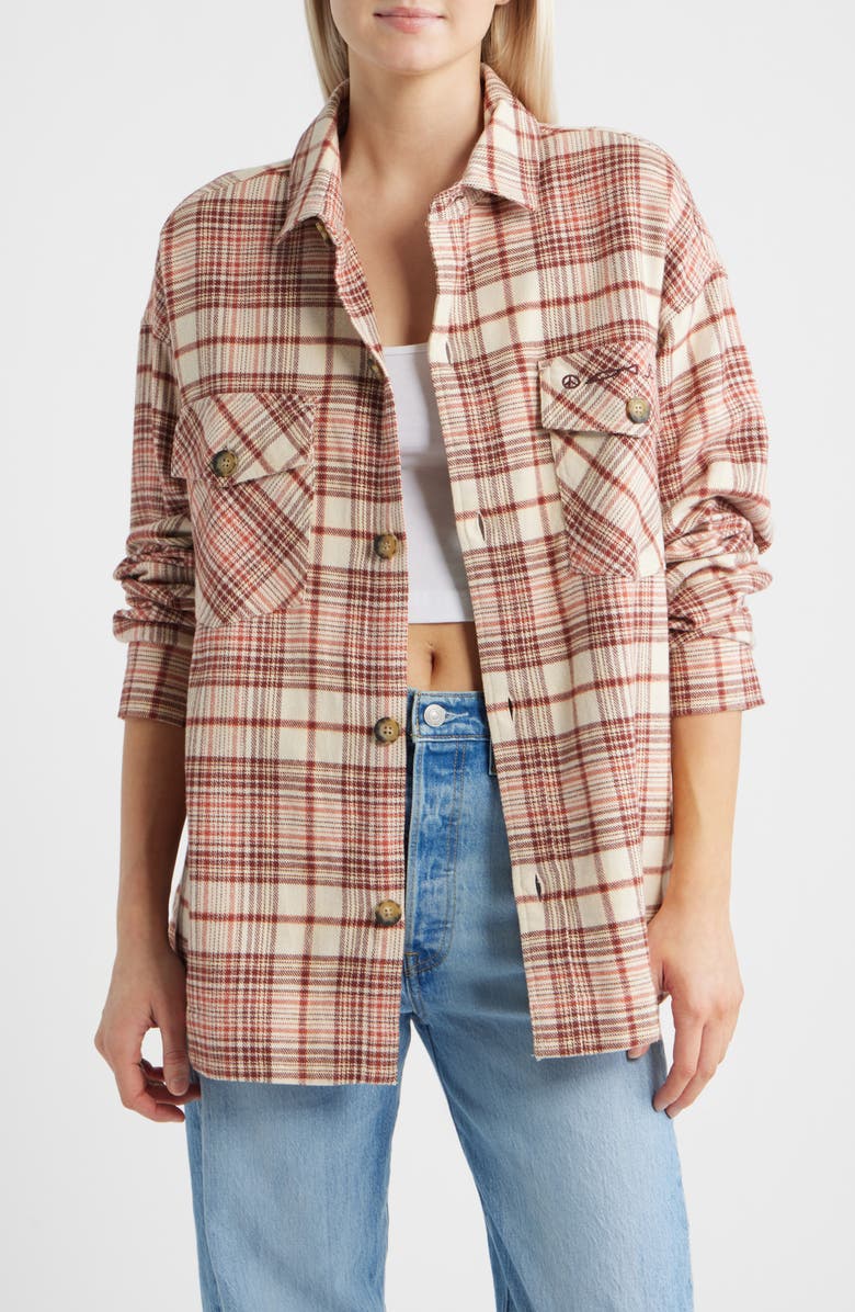 Rip Curl Shore Break Flannel Shirt, Main, color, Rust