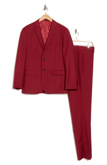 Braveman Premium Slim Fit 3-piece Suit In Red