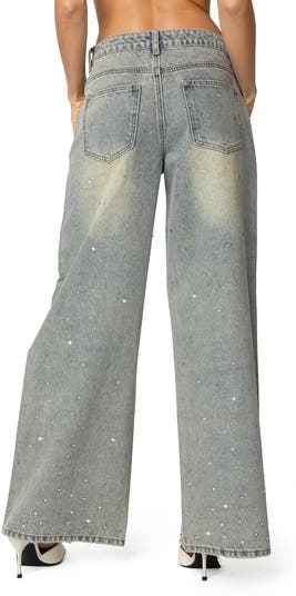 国内未入荷 STARTEXCEEDEND - Snakeskin Studded Wide Leg Jeans Snakeskin Studded Wide Leg Jeans – Copping Zone