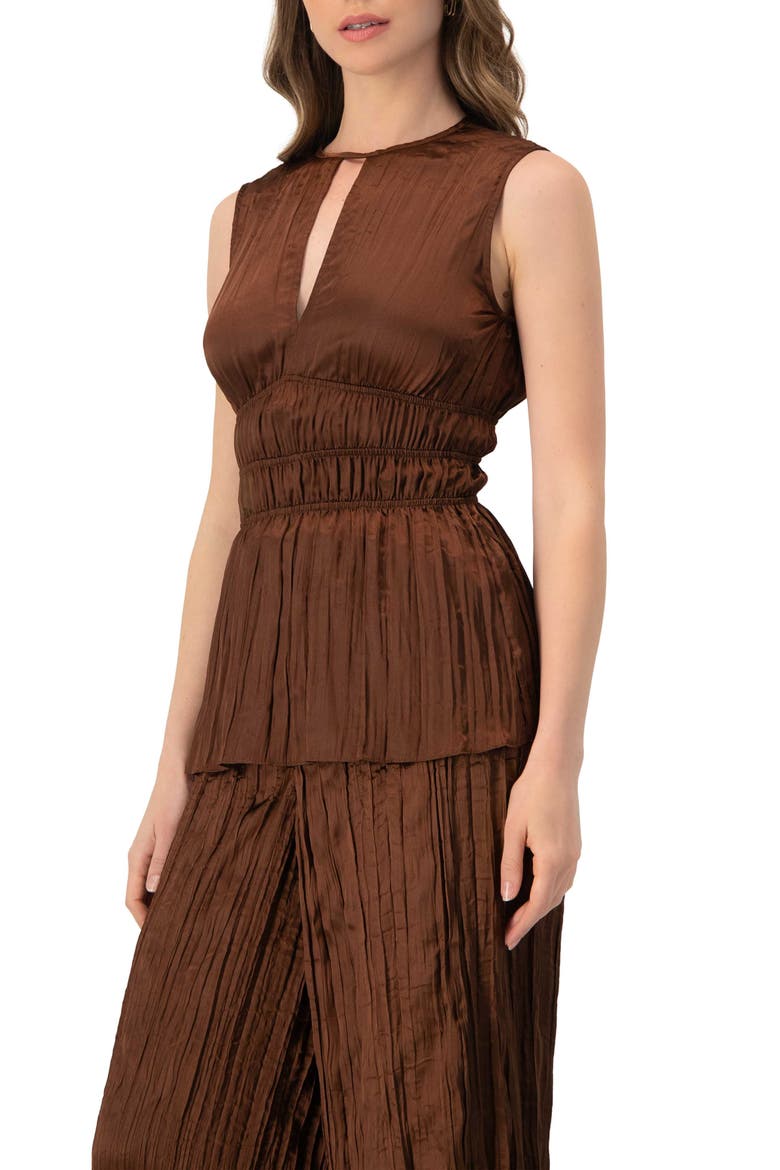 Satin Sleeveless Pleated Blouse, Alternate, color, Brown
