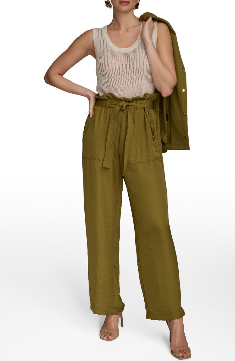 Donna Karan New York Paperbag Waist Straight Leg Pants, Alternate, color, Smoky Olive