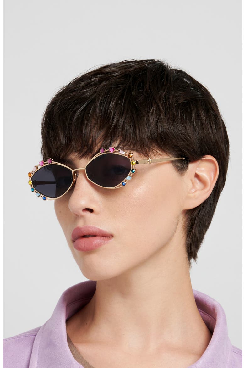 54mm Rectangular Sunglasses, Alternate, color, YELLOW GOLD/ GREY