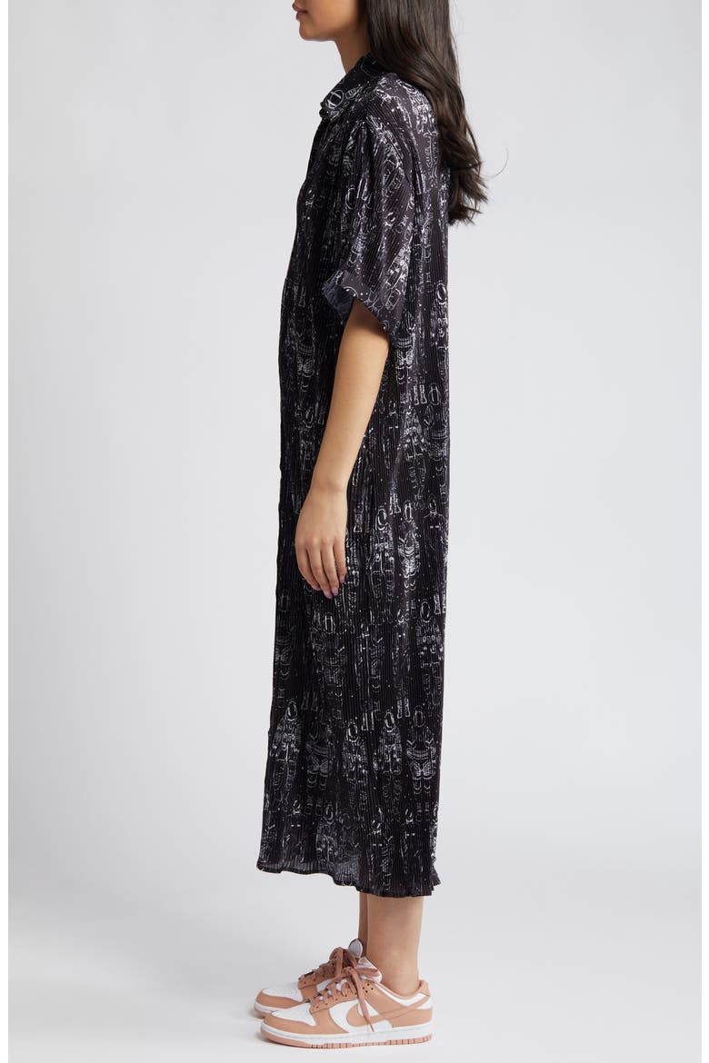 Astronaut Plissé Shirt Dress, Alternate, color, ASTRONAUT