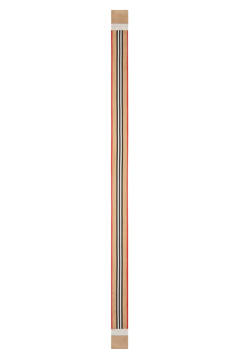 Icon Stripe Skinny Silk Scarf, Main, color, ARCHIVE BEIGE