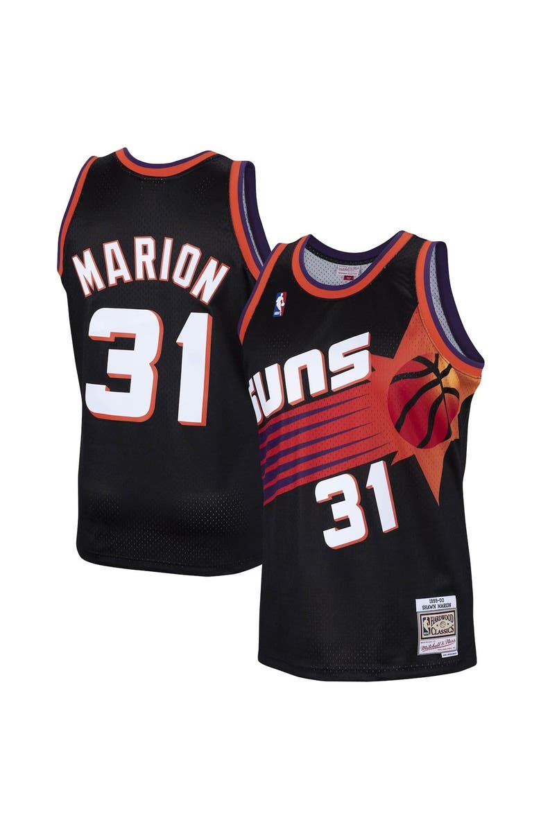 Mitchell & Ness Men's Mitchell & Ness Shawn Marion Black Phoenix Suns 1999/00 Hardwood Classics Swingman Jersey, Main, color, 