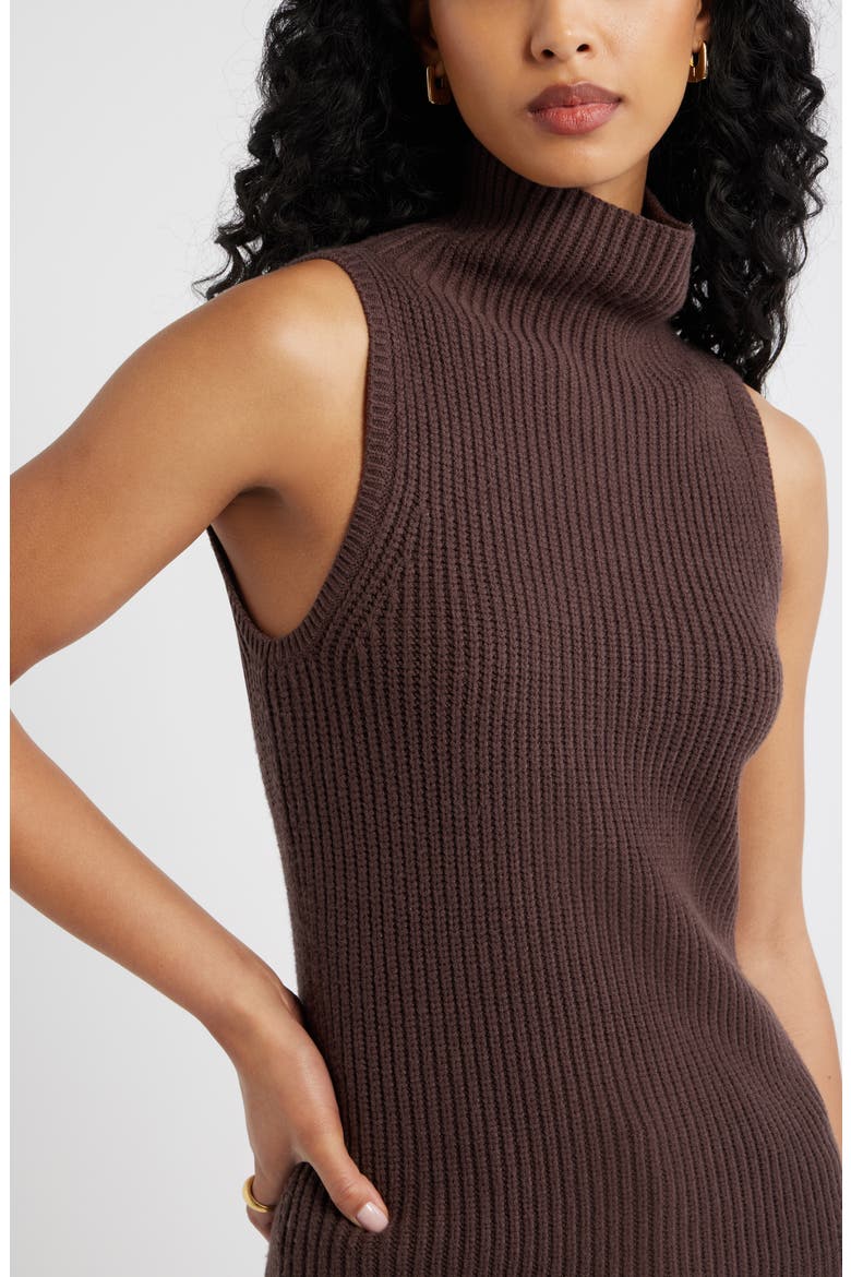 Sleeveless Funnel Neck Sweater, Alternate, color, BROWN SEAL