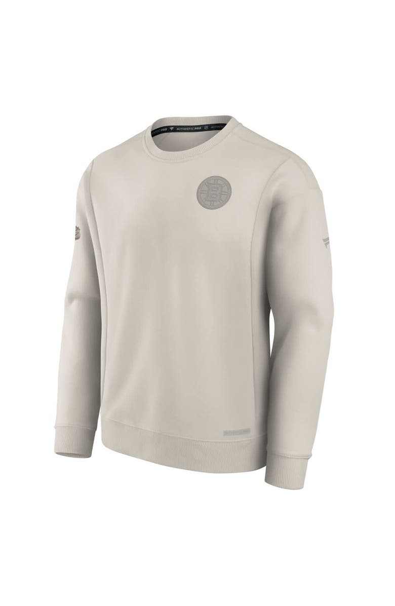 FANATICS Men's Fanatics Cream Boston Bruins Authentic Pro Road Fleece Pullover Sweatshirt, Alternate, color,