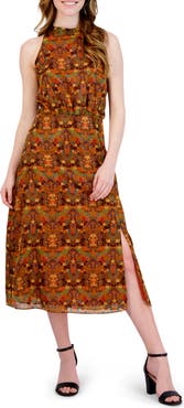 Julia Jordan Mock Neck Sleeveless Midi Dress