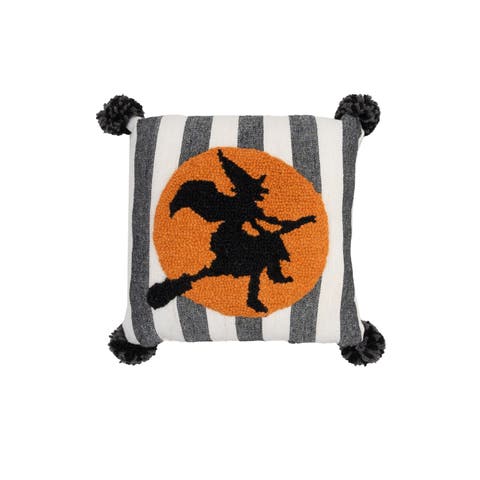 Witchy Moon Halloween Mini Hooked Accent Pillow