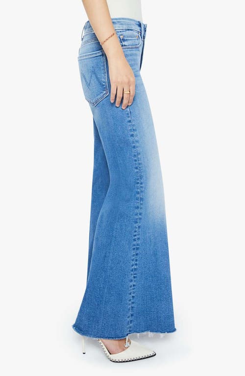 Mother Lil' Roller Frayed Wide Leg Jeans In Blue