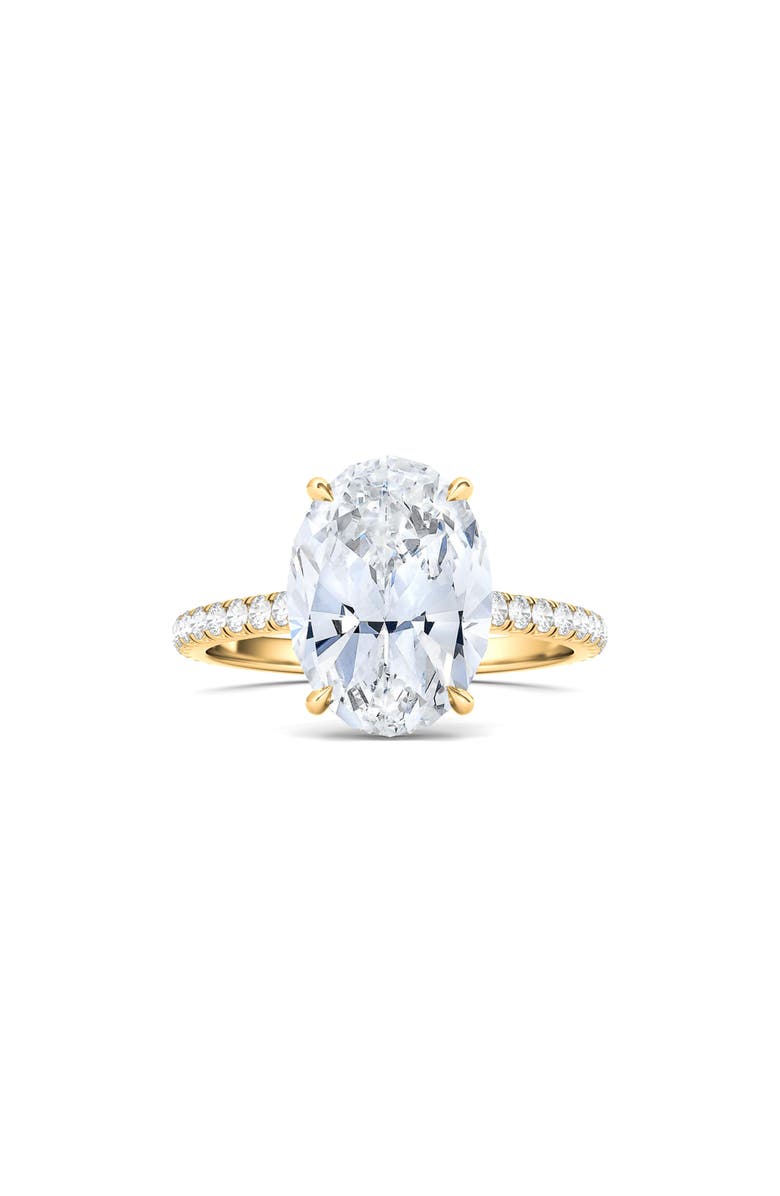 HauteCarat Oval Cut Pavé Lab Grown Diamond Ring, Main, color, 2.00 Ctw 18K Yellow Gold
