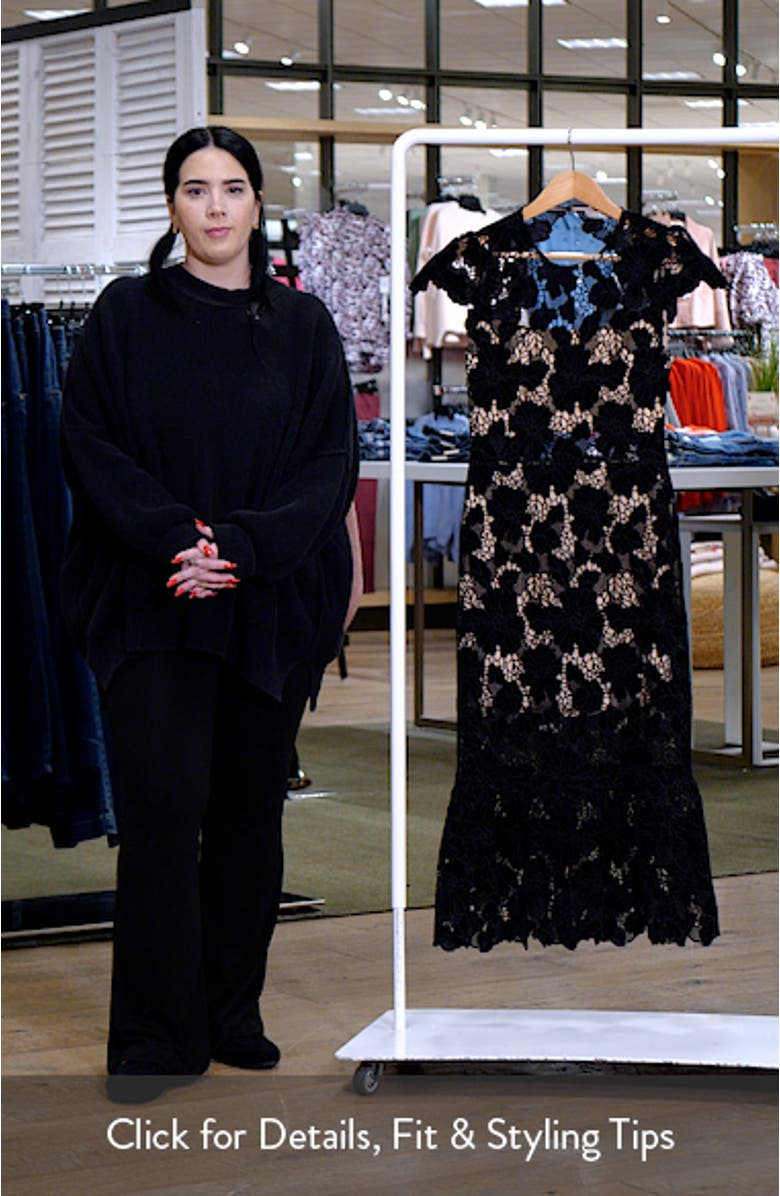 Clover Open Back Lace Overlay Midi Dress, sales video thumbnail