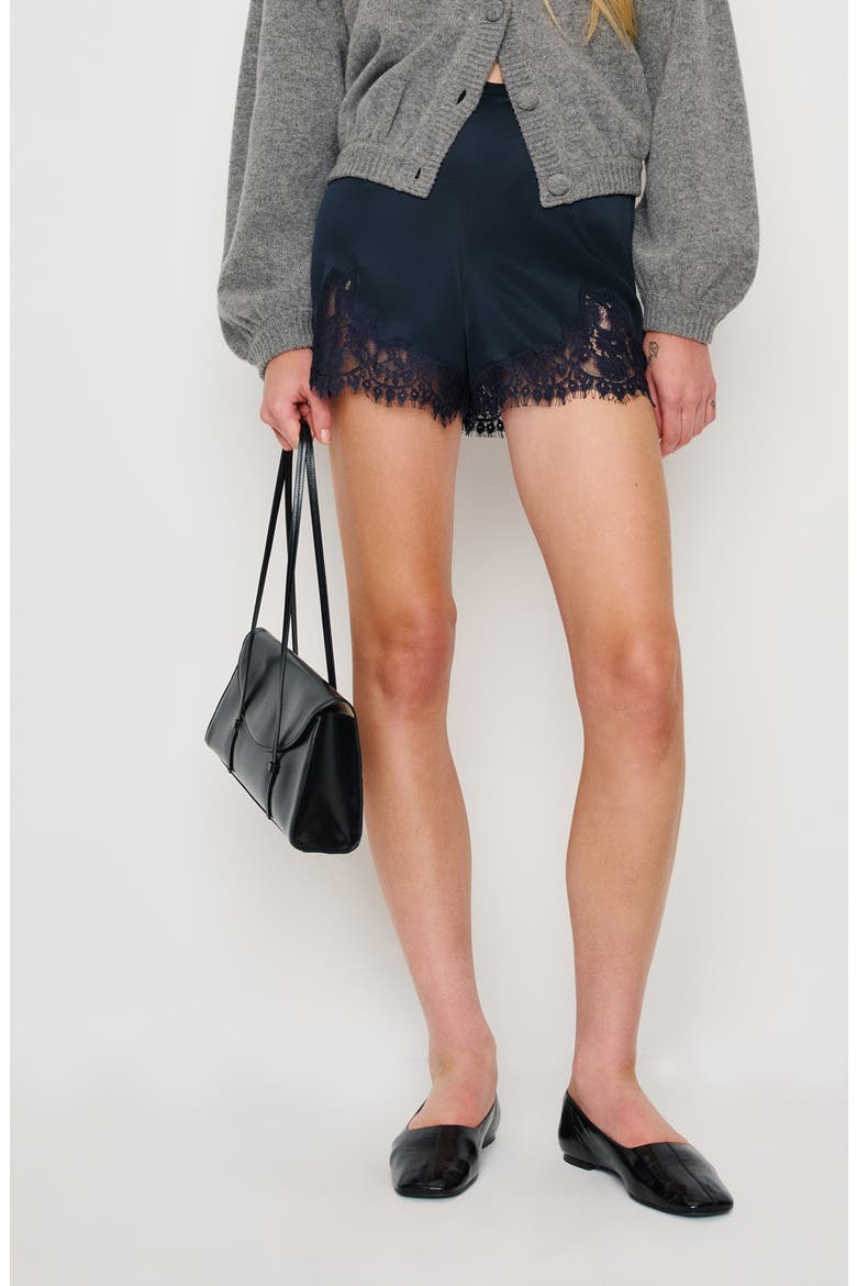 Fern Satin Shorts, Main, color, MIDNIGHT