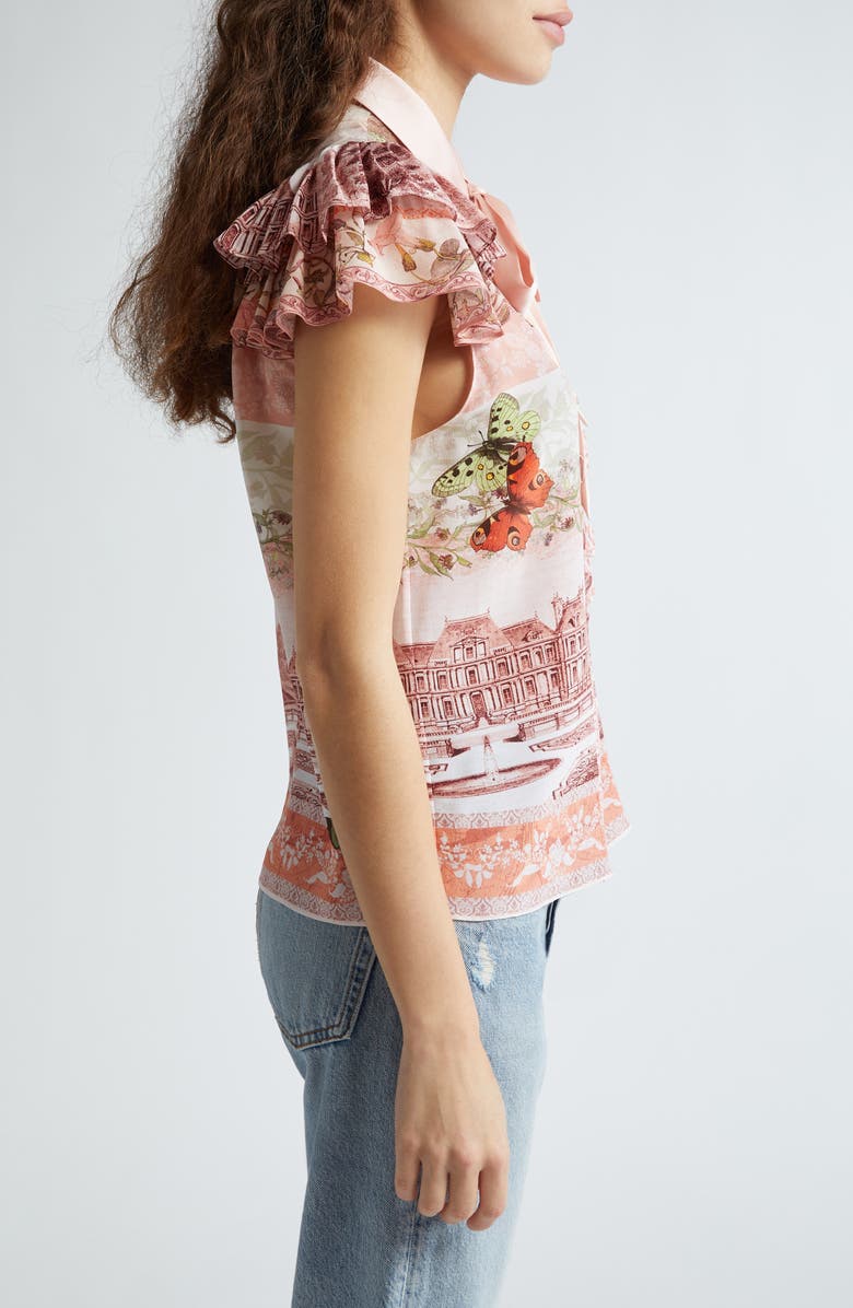 Alice + Olivia Minda Tie Neck Silk Shirt, Alternate, color, 