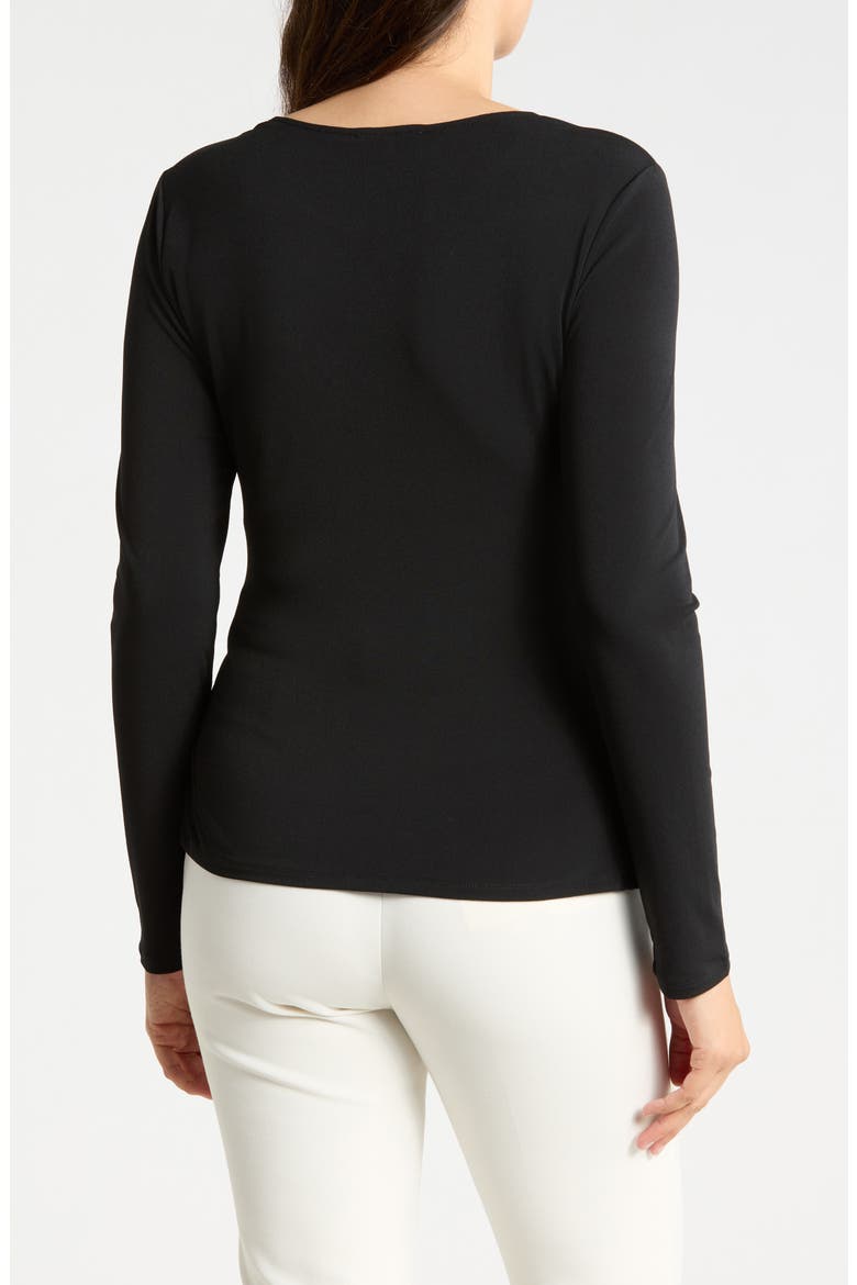 Asymmetric Cinch Waist Top, Alternate, color, BLACK
